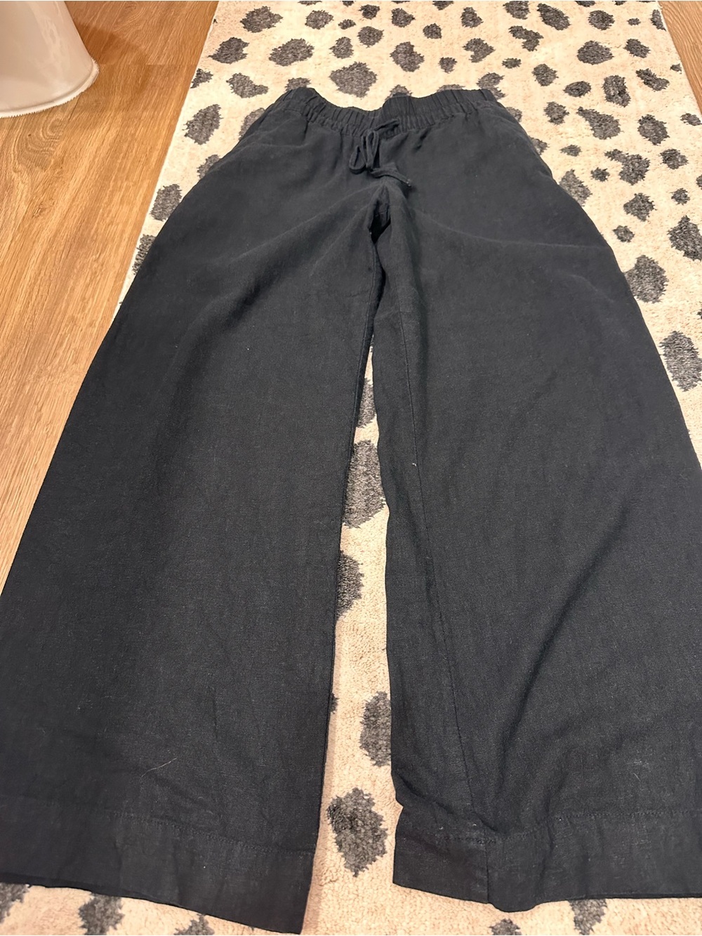 a new day Black Wide-Leg linen Pull-On Pants